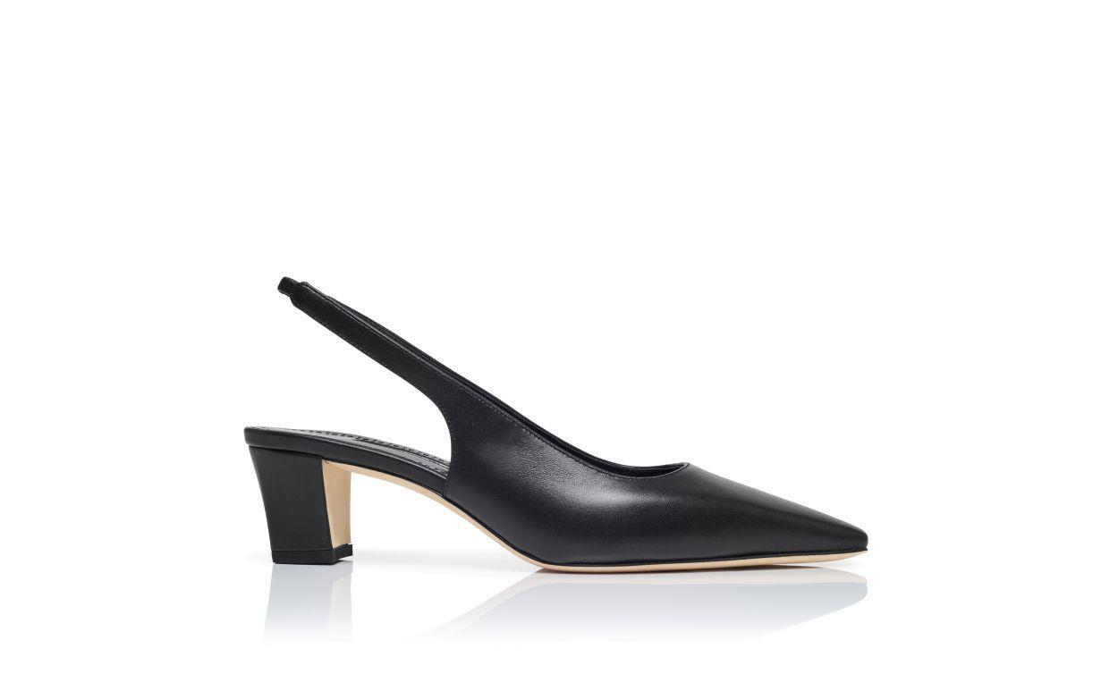 TEUTAMOSPLA Black Nappa Leather Slingback Pumps Product Image