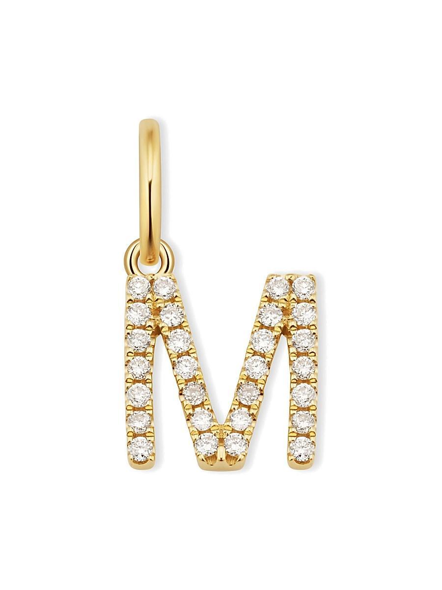 Womens 14K Yellow Gold My Letter Diamond Initial Pendant Charm Product Image