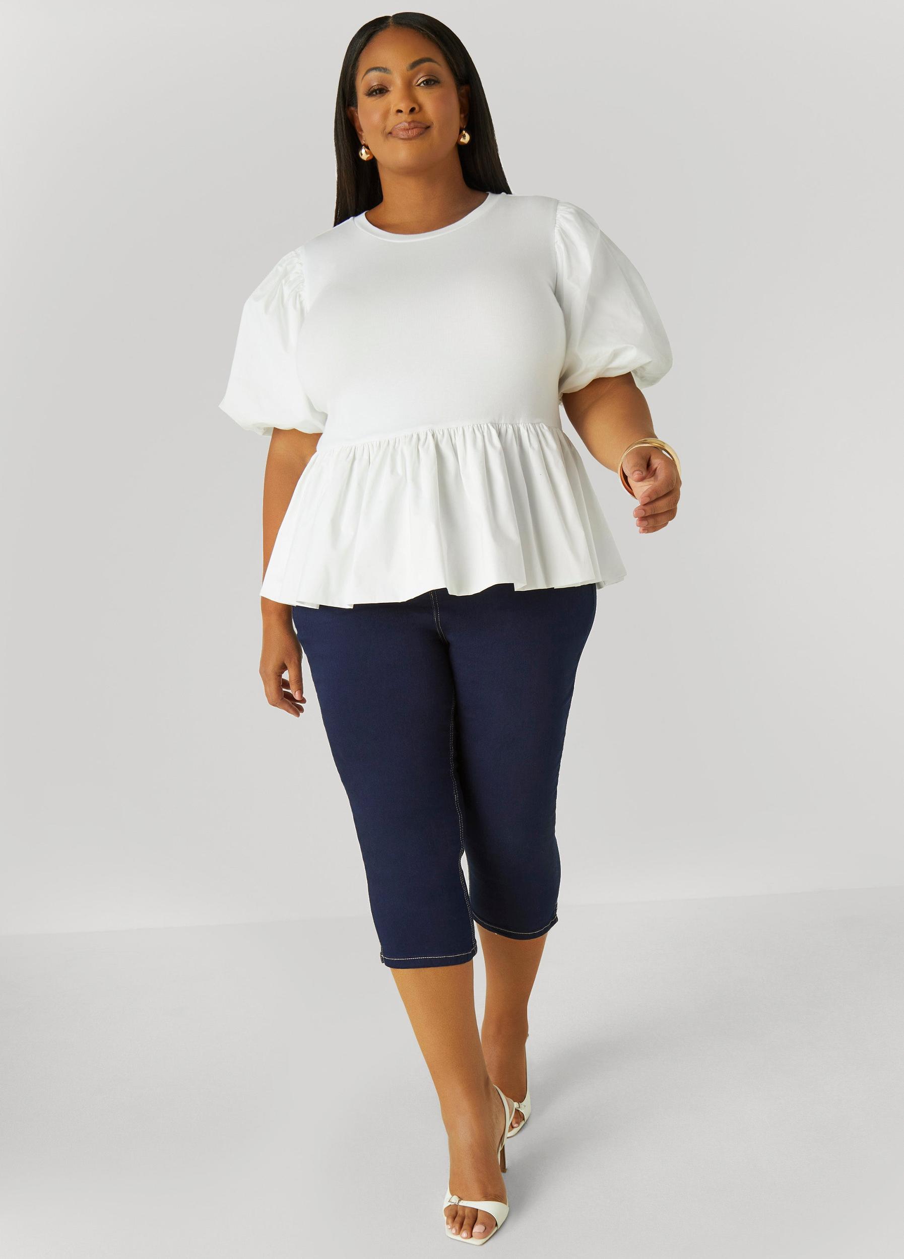 Puff Sleeved Peplum Tee Product Image
