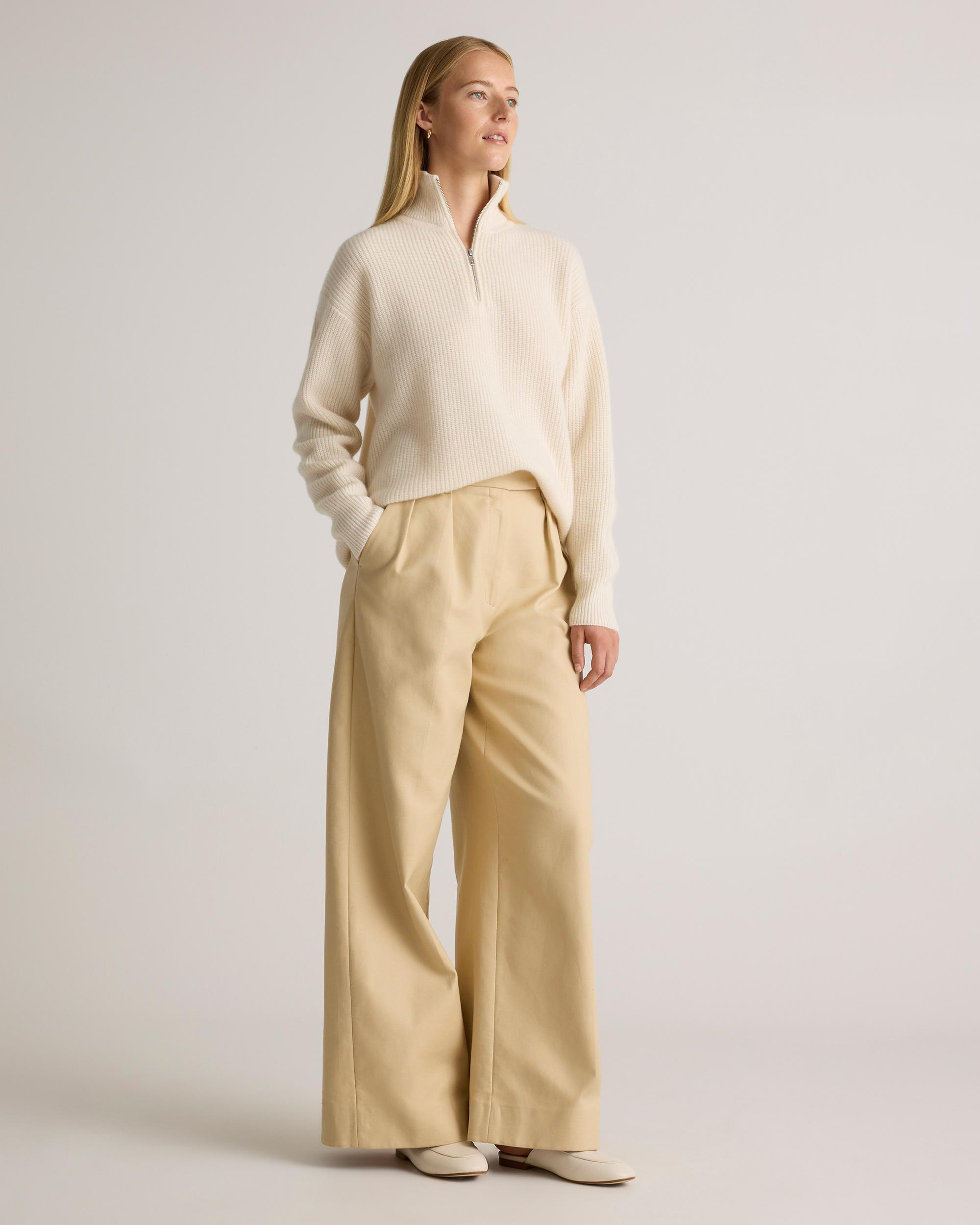 Quince | Women's Mongolian Cashmere Fisherman Quarter Zip Sweater Size XL Product Image