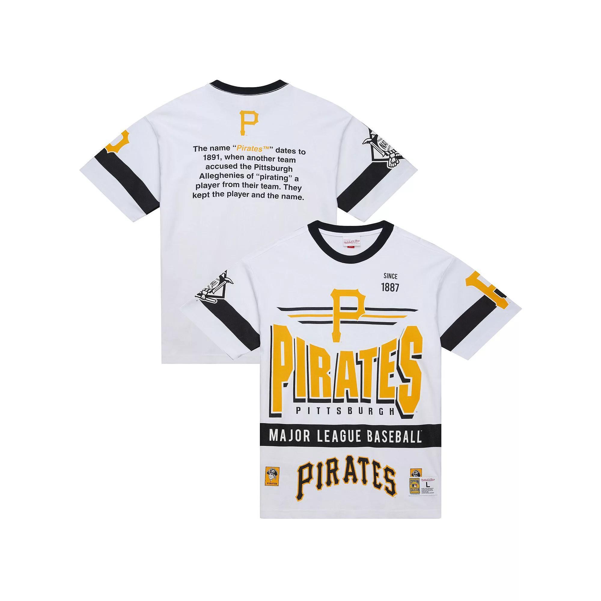 Men's Mitchell & Ness White Pittsburgh Pirates Cooperstown Collection Team Origins Premium T-Shirt, Size: 3XL Product Image
