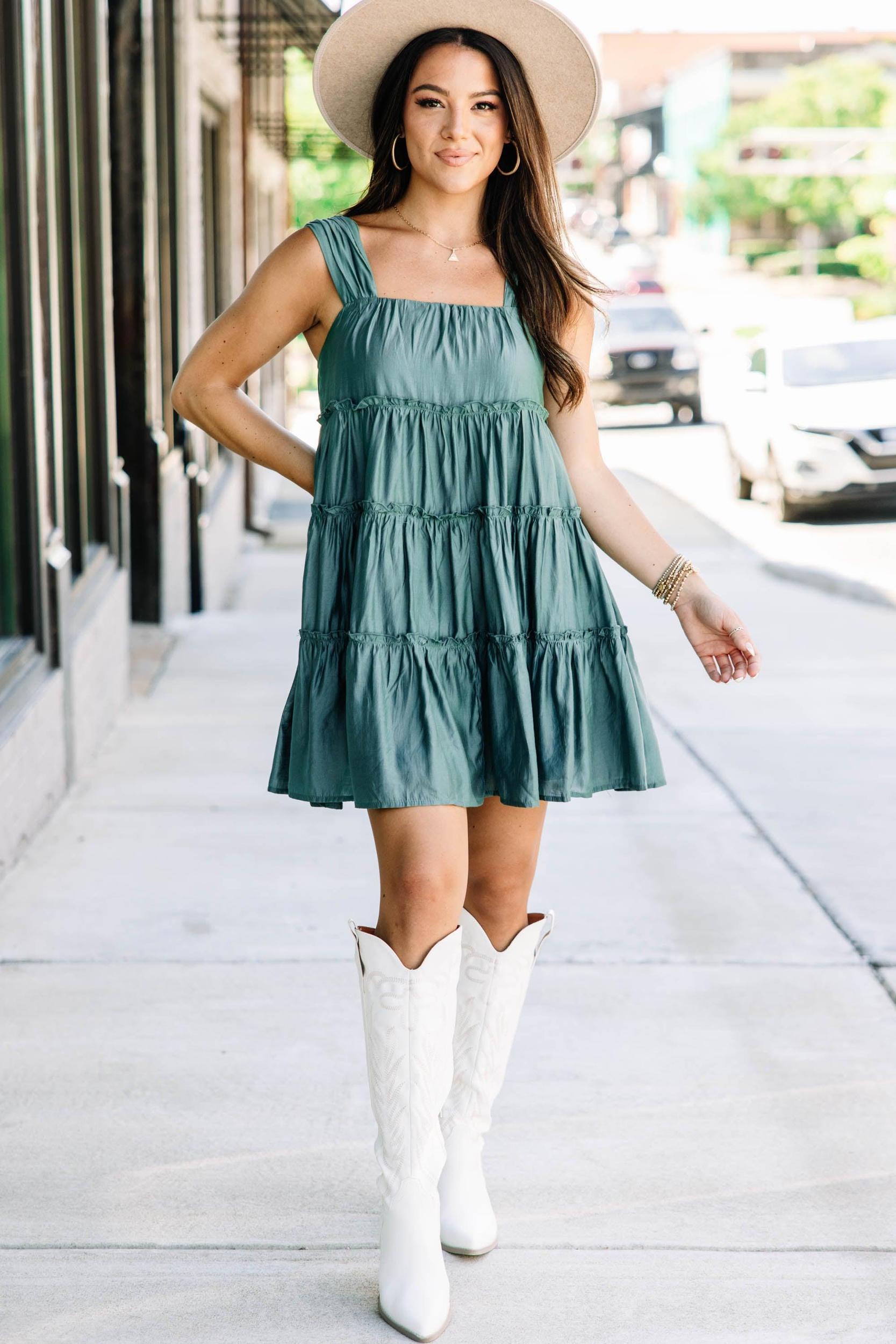 Find Your Place Forest Green Babydoll Dress Female Product Image
