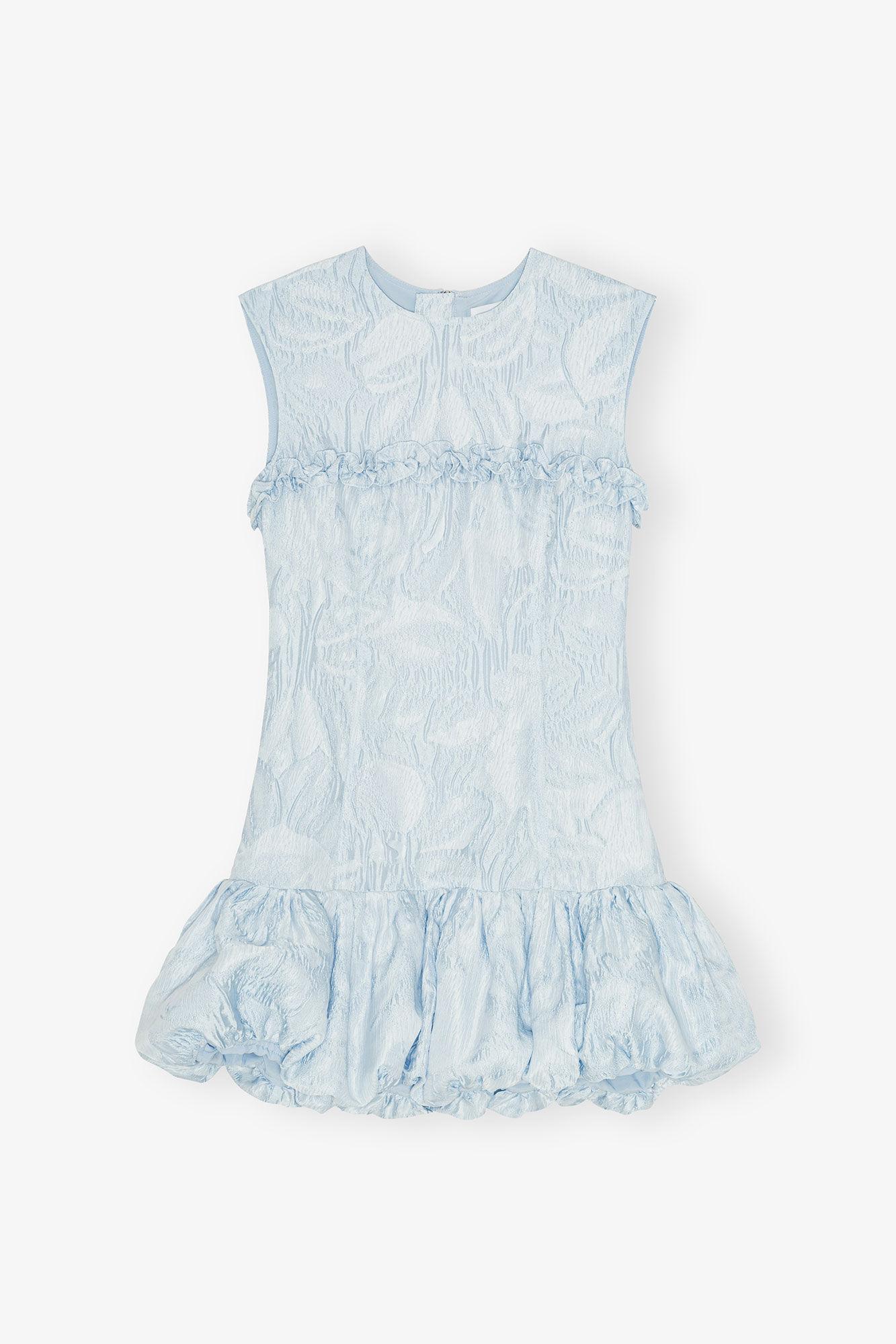 Blue Textured Cloque Corset Mini Dress Product Image