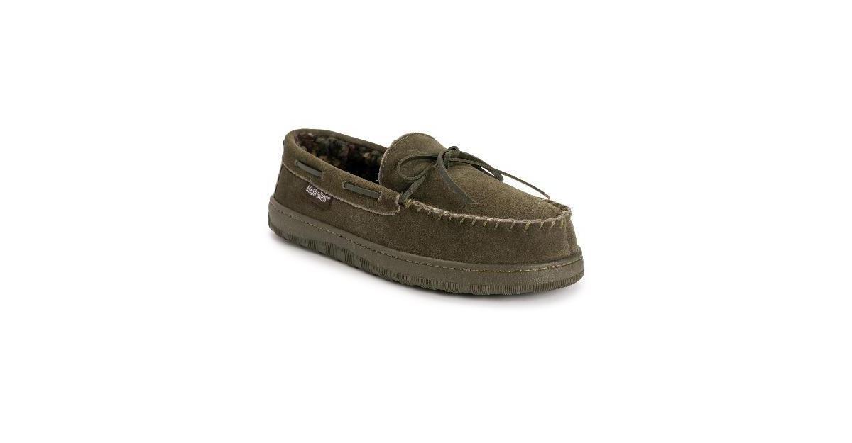 MUK LUKS Paul Men's Printed Berber Suede Moccasin Slippers, Size: 9, Green Product Image