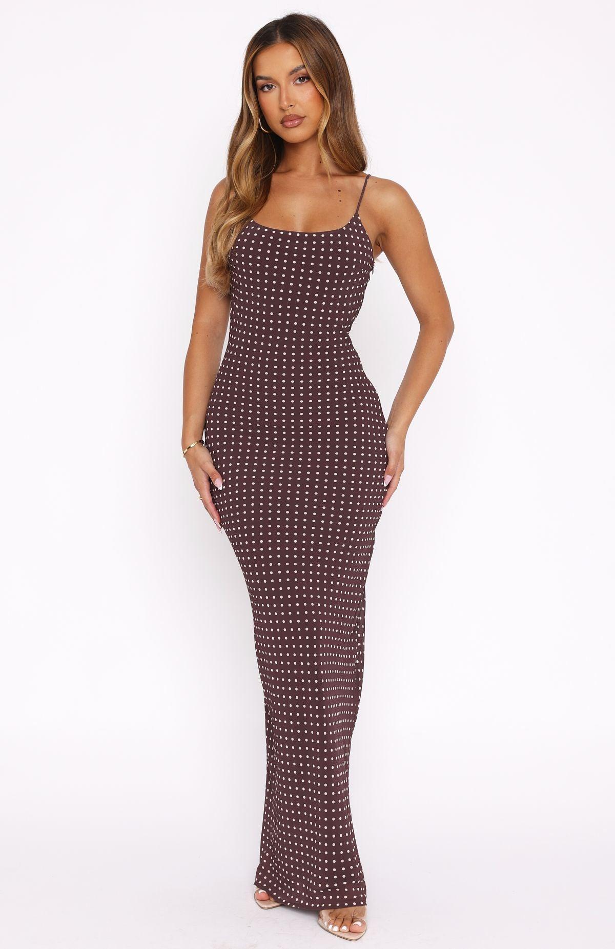 Lost Stars Maxi Dress Chocolate Polka Dot Product Image