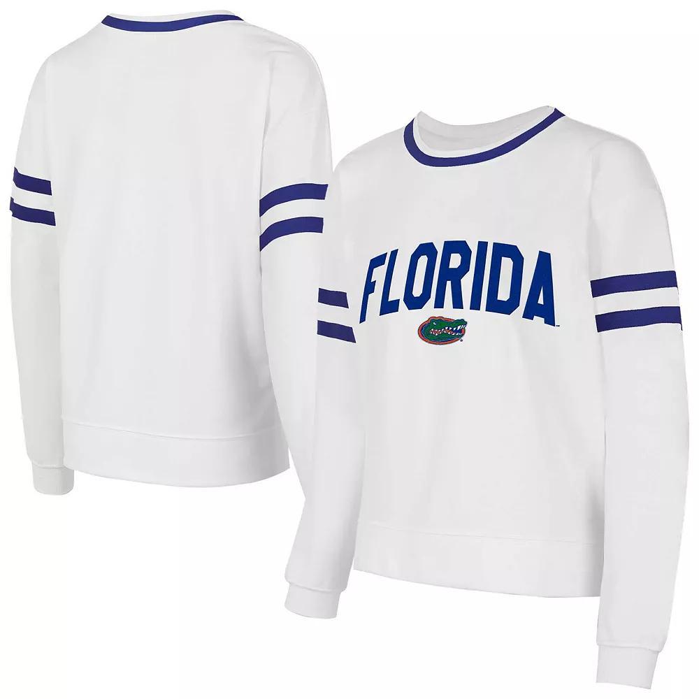 Women's Concepts Sport  White Florida Gators Borough French Terry Arch Over Long Sleeve T-Shirt, Size: XL Product Image
