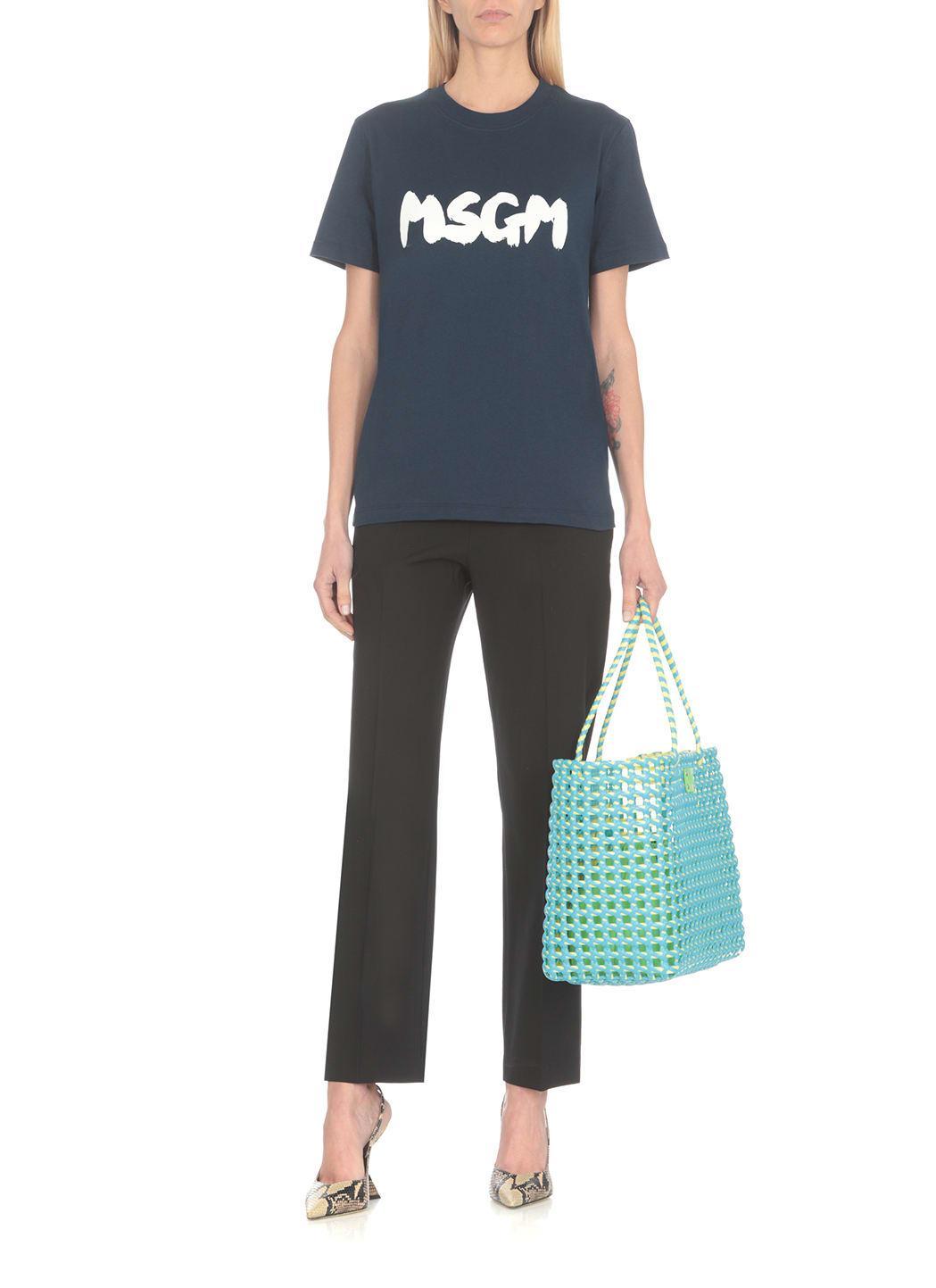 MSGM T-shirt With Logo In Blue Product Image