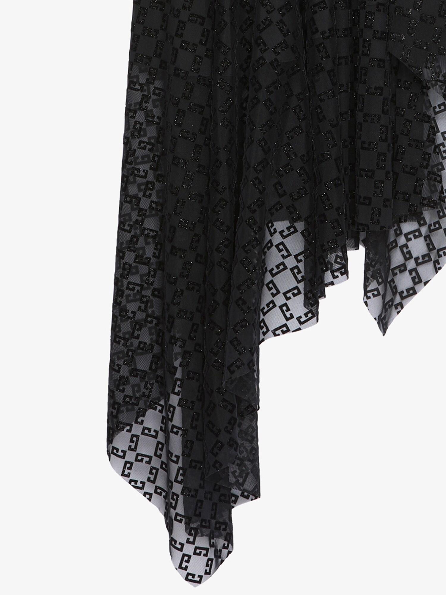 Asymmetric skirt in shiny monogram 72 tulle Product Image