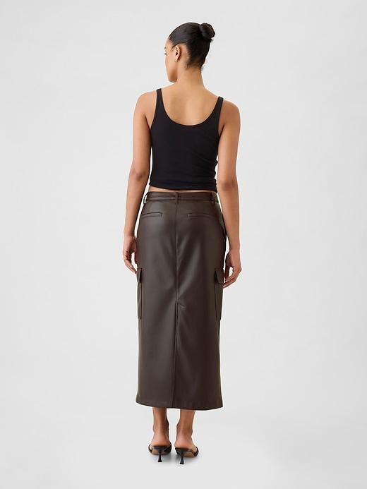 Vegan Leather Cargo Midi Skirt Product Image