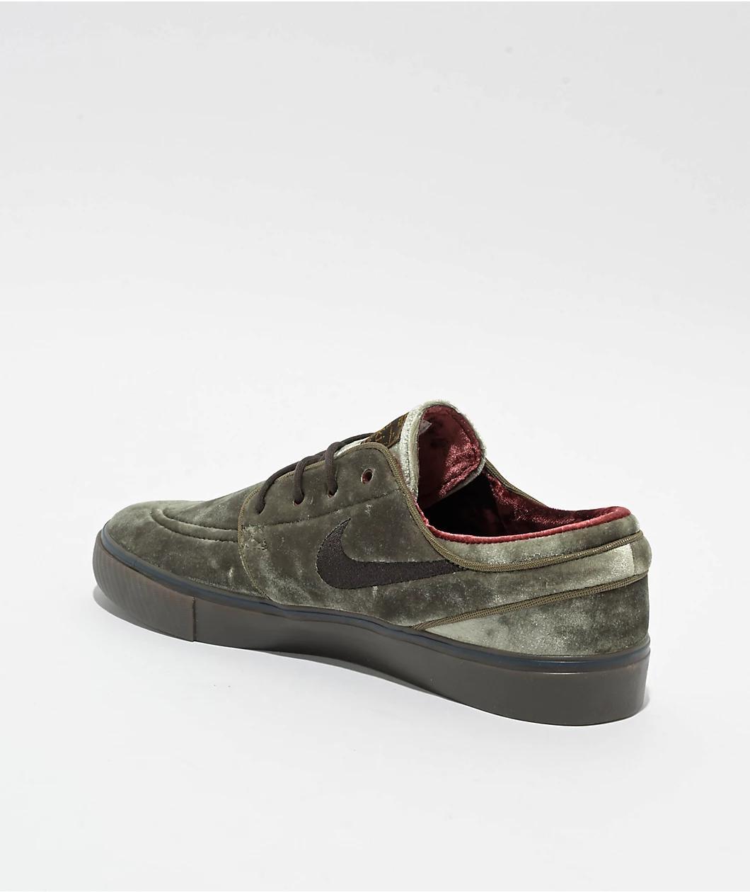 Nike SB Zoom Janoski OG+ SE Medium Olive, Dark Team Red & Velvet Brown Skate Shoes Product Image