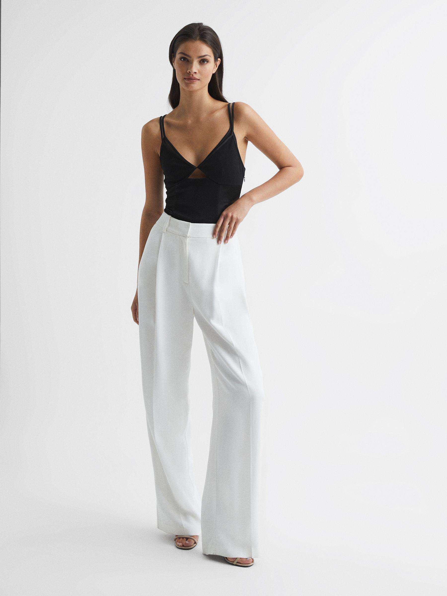Mesh Contrast Strappy Cami Top in Black Product Image