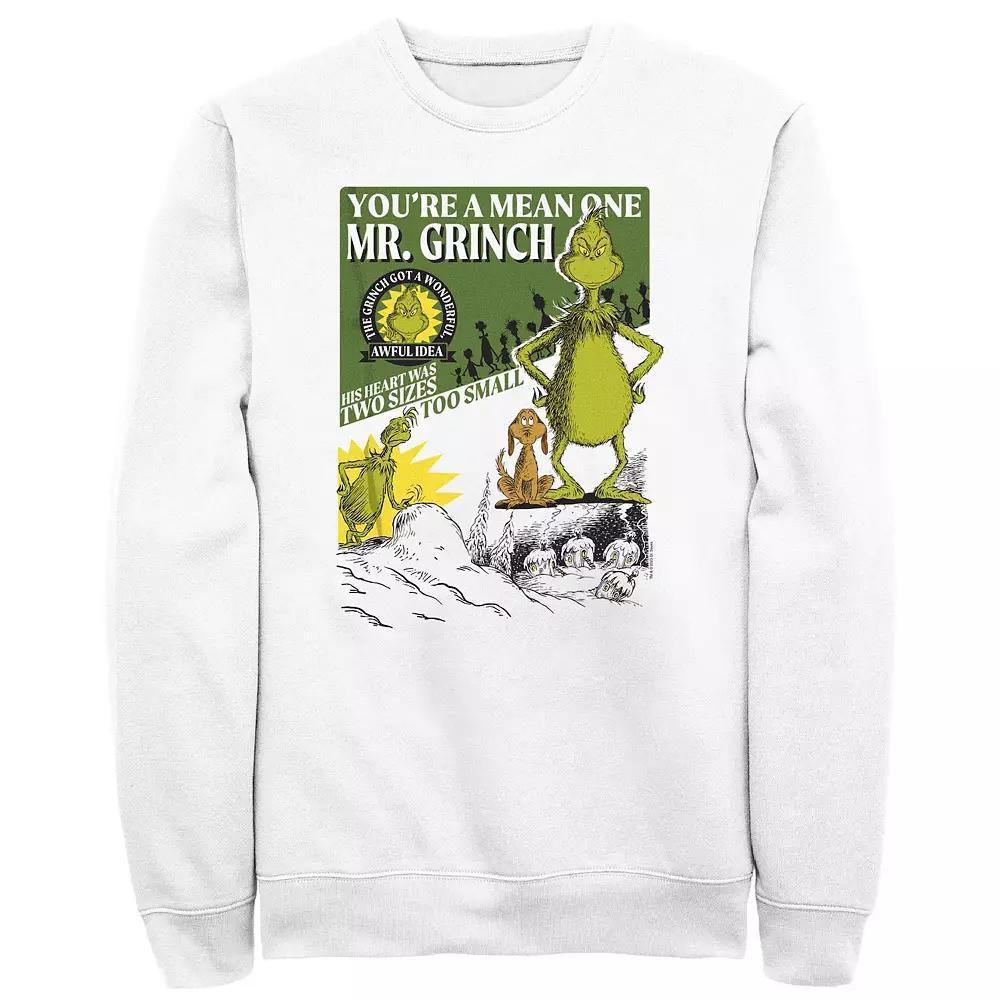 Men's Dr. Seuss Mr. Grinch A Mean One Graphic Fleece, Size: XL, White Product Image
