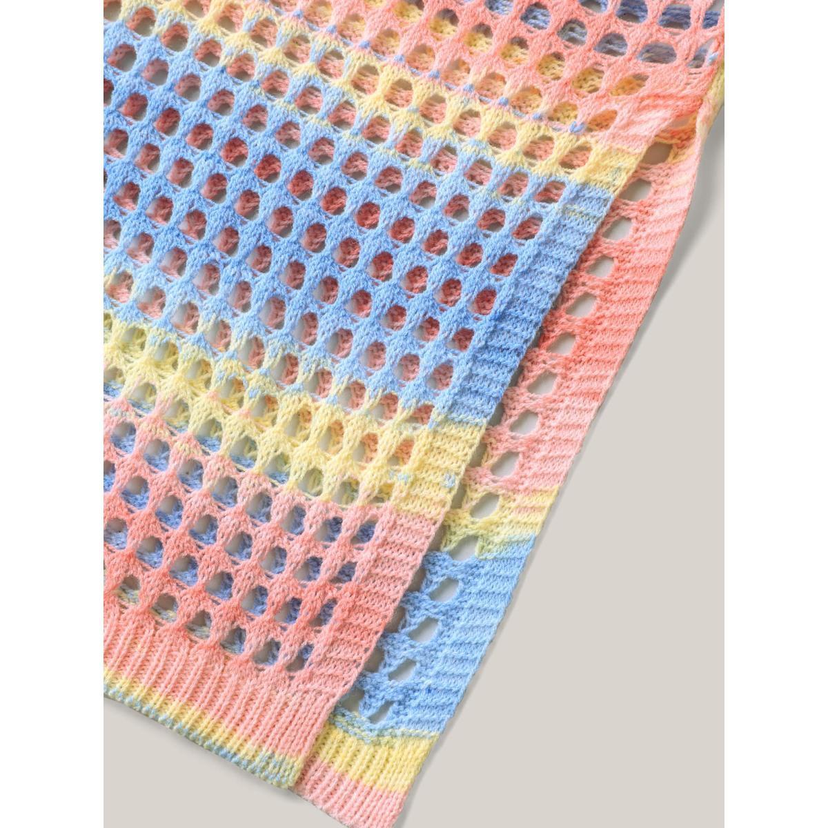 Plus Size Color Contrast Spliced Crochet Swim Cover-Up Women's Swimwear Multicolor Beach Loose Texture Curve Swim Cover Ups BloomChic 10/M Product Image