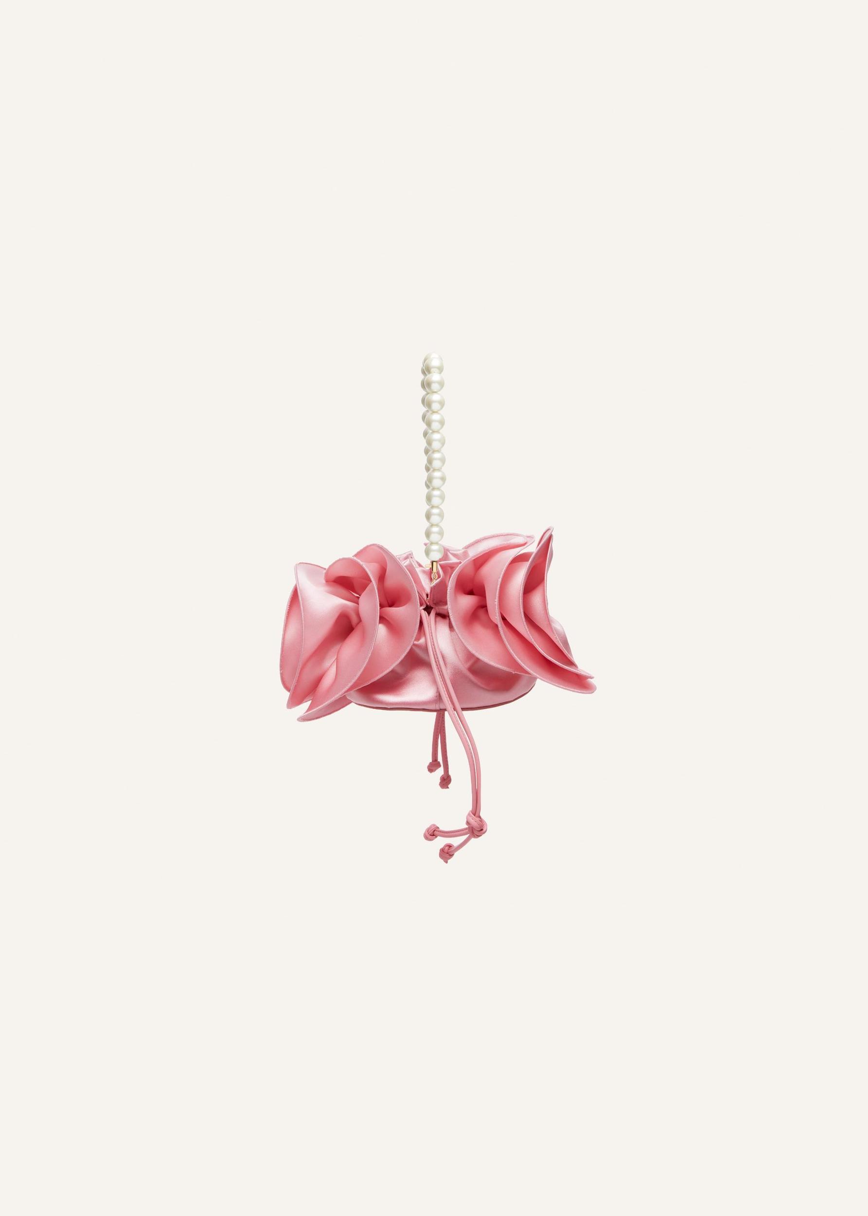 Magda bag pearl strap in pink satin Product Image