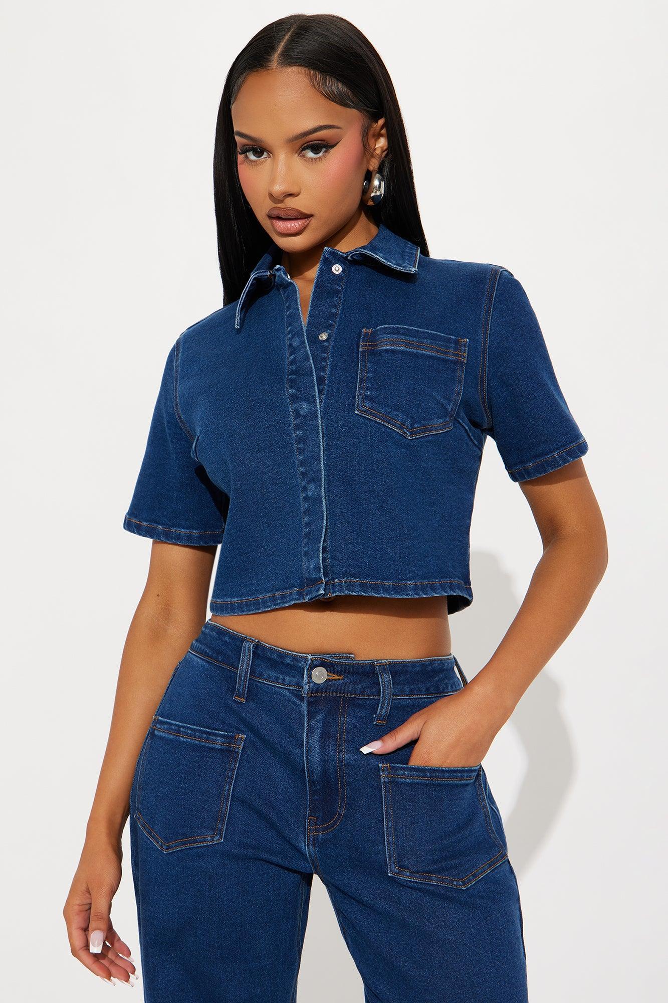 Nola Denim Pant Set - Dark Wash Product Image