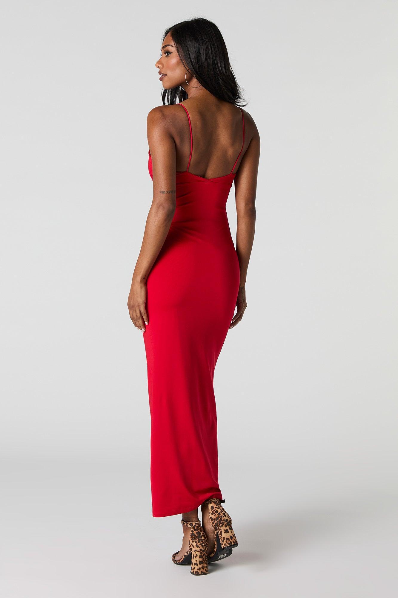 Contour V-Neck Lace Trim Midi Dress Female Product Image