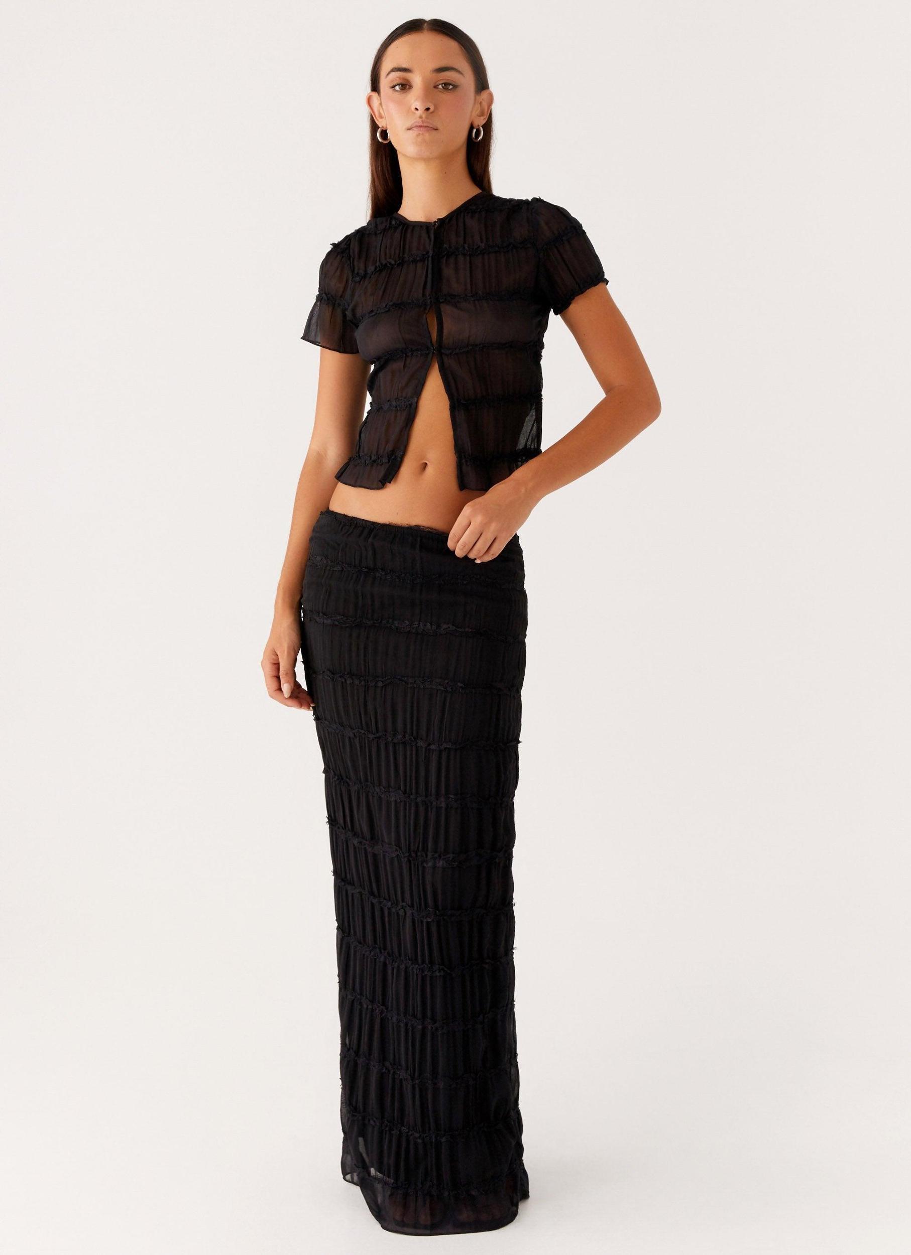 Daydreaming Low Rise Maxi Skirt - Black Product Image