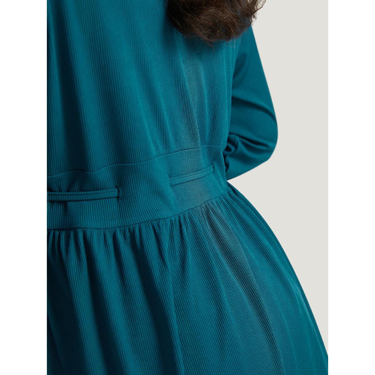 Plus Size Plain Drawstring Knot Gathered Open Front Coat Women Cyan Casual Plain Dailywear Kimonos BloomChic 10/M Product Image
