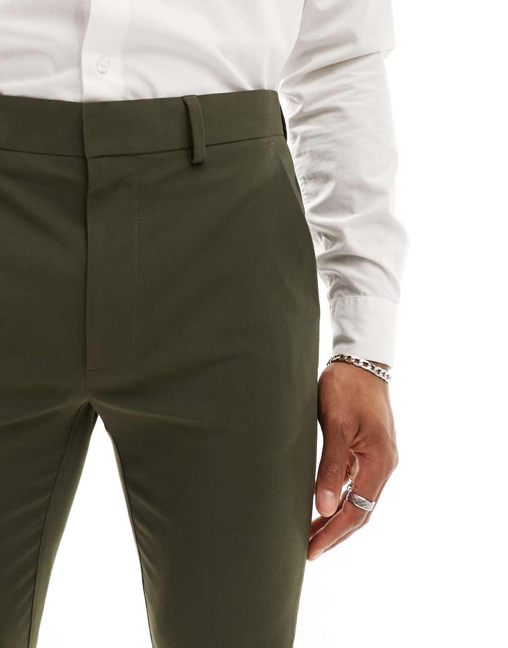 ASOS DESIGN skinny tuxedo suit pants in green Product Image