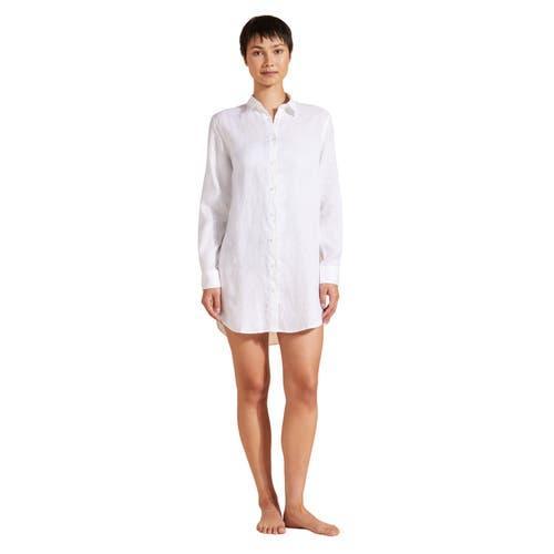Womens Linen Long-Sleeve Mini Shirtdress Product Image