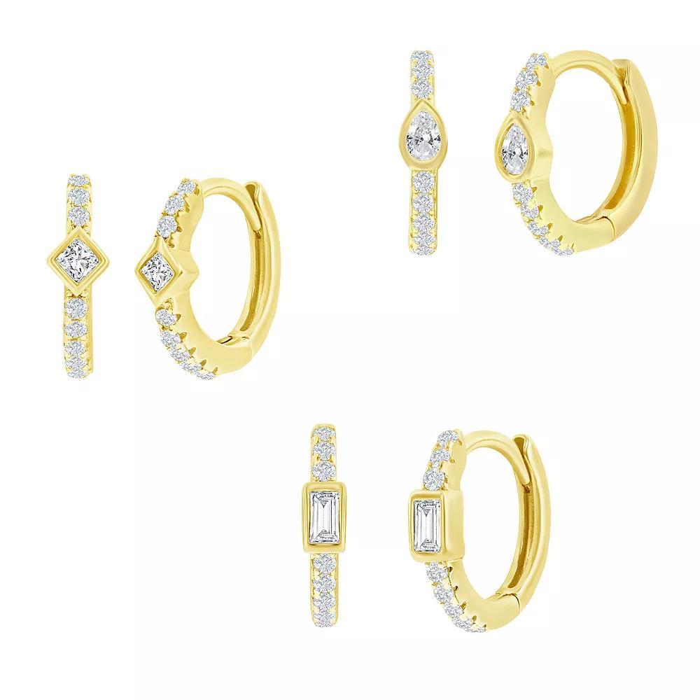 Argento Bella Sterling Silver Pear Shaped Cubic Zirconia Set, Women's, Gold Tone Product Image