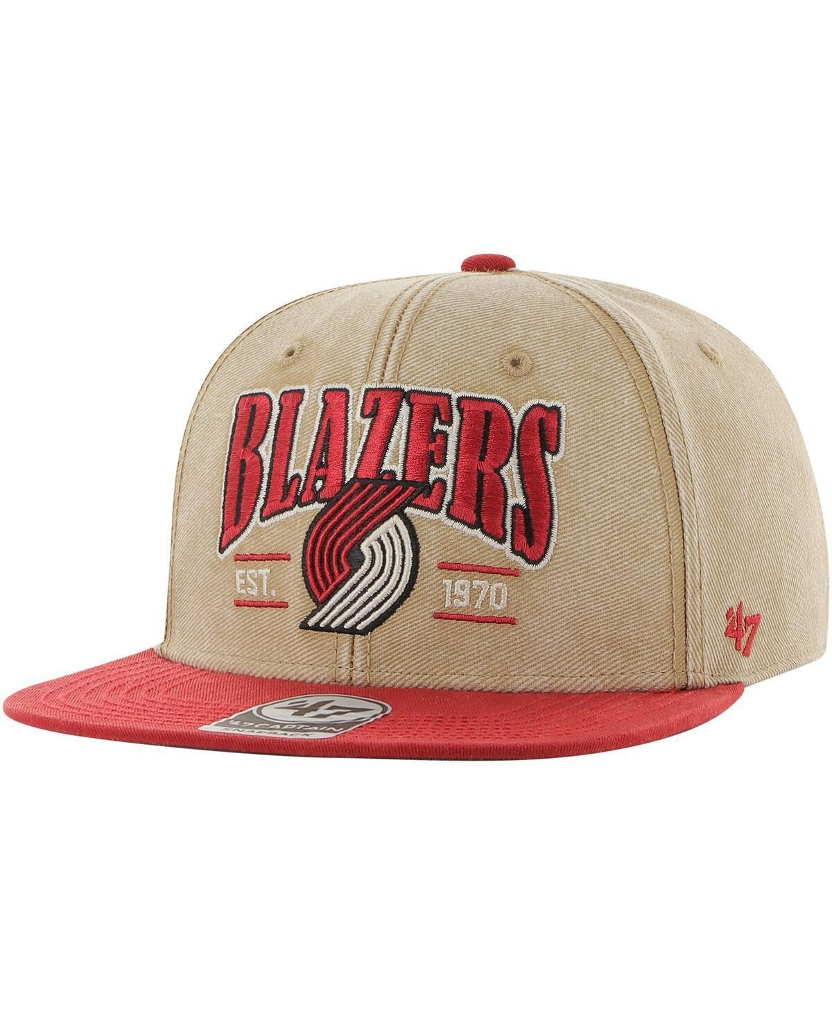 Men's '47 Khaki/Red Portland Trail Blazers Chilmark Captain Snapback Hat, Beig K Product Image