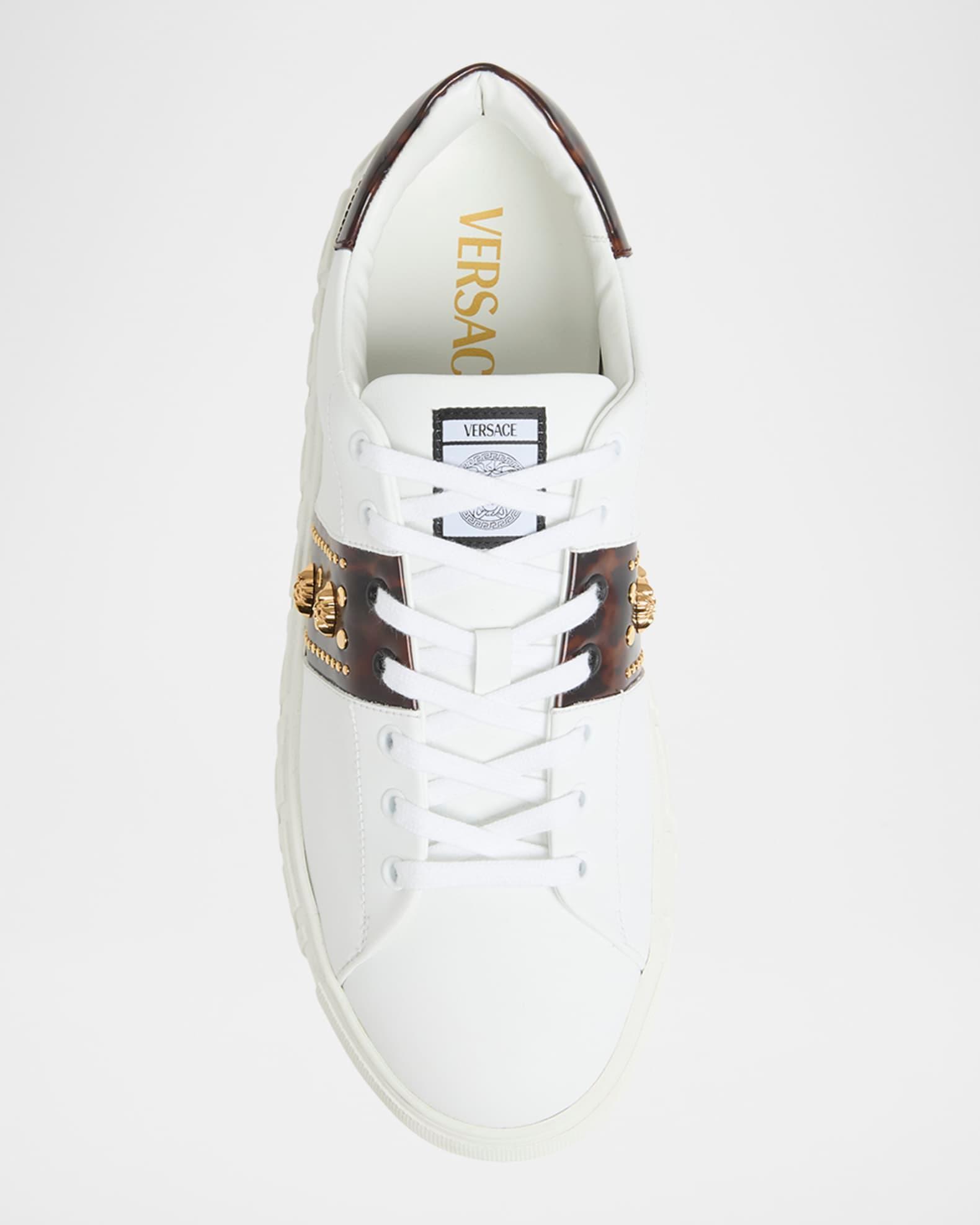 Men's Studded Greca Low-Top Sneakers Product Image