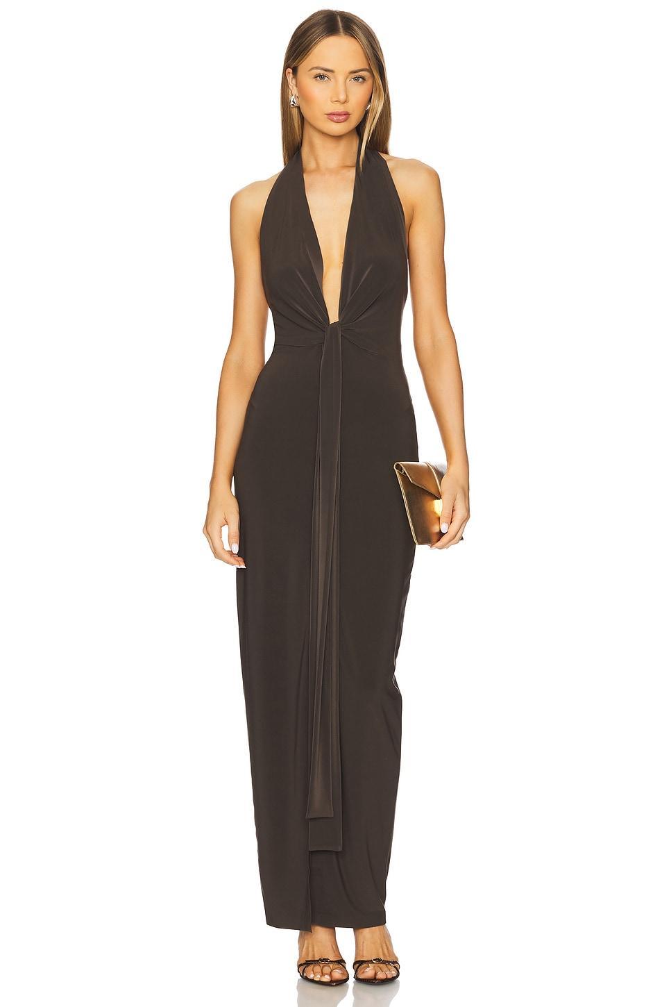 x REVOLVE Tie Front Halter Gown Norma Kamali Product Image