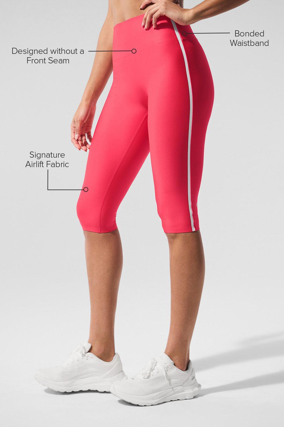 Airlift High-Waist Super Sleek Contrast Capri - Candy Red/White Product Image