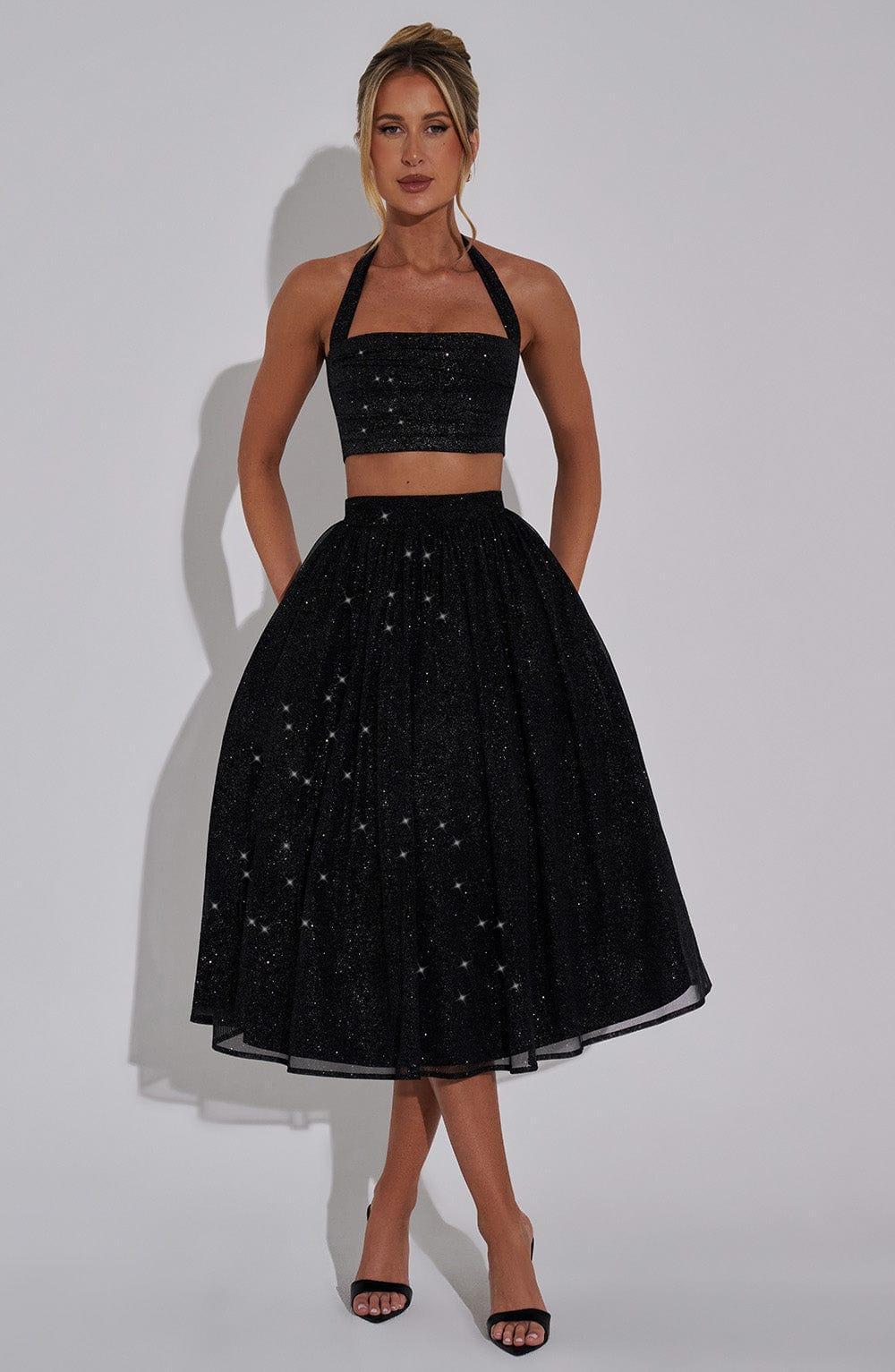 Alani Midi Skirt - Black Sparkle Product Image