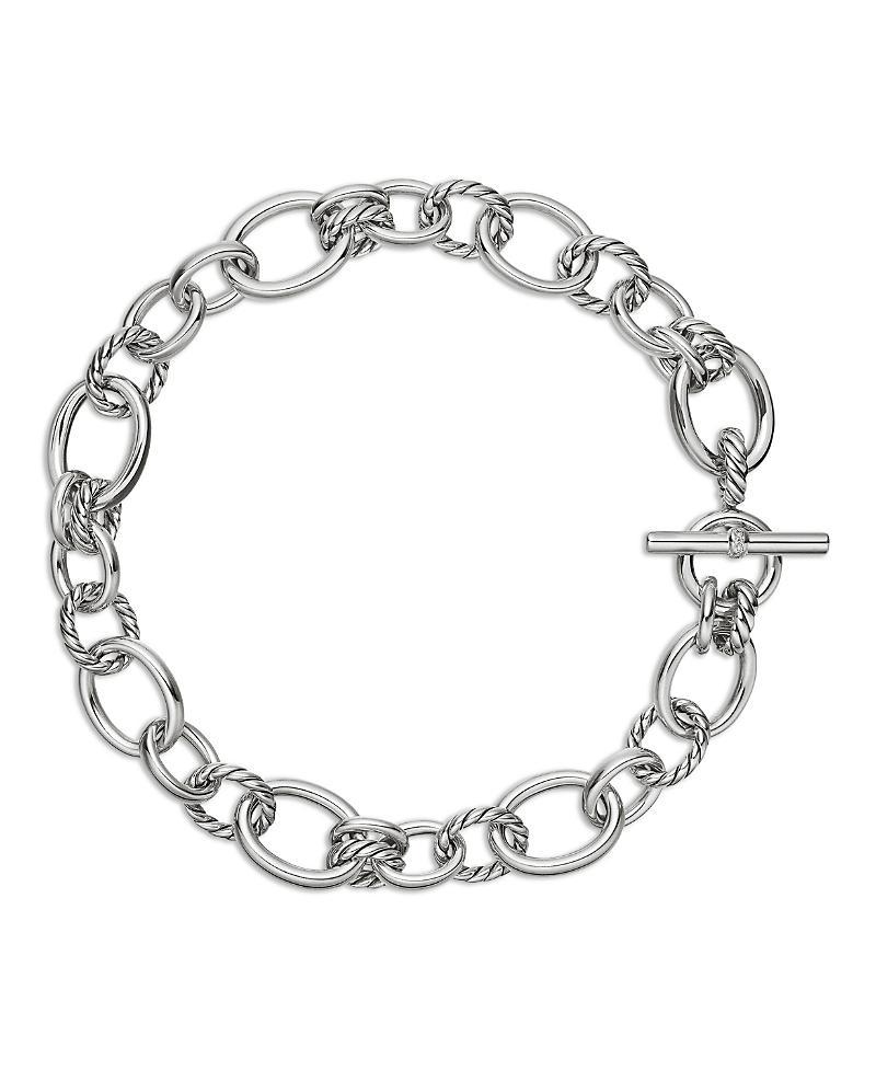 David Yurman Sterling Silver Mercer Diamond Polished Link Collar Necklace, 17 Product Image