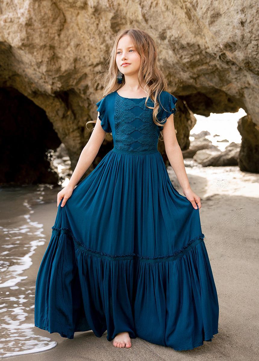 Viola Dress in Deep Ocean Girls Product Image
