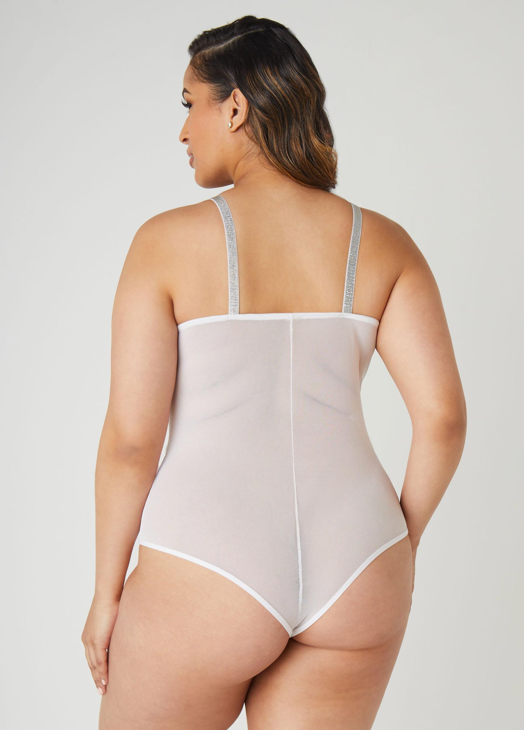 Caged Lace And Mesh Bodysuit Product Image