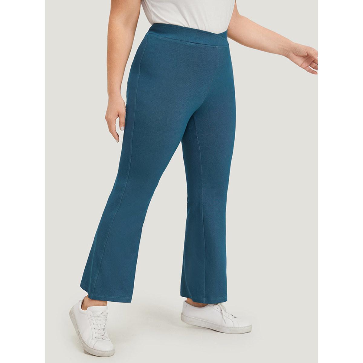 Plus Size Supersoft Essentials Solid High Rise Moderately Stretchy Jeans Women Blue Casual Plain Plain Medium stretch Side seam pocket Jeans BloomChic 14/1X Product Image