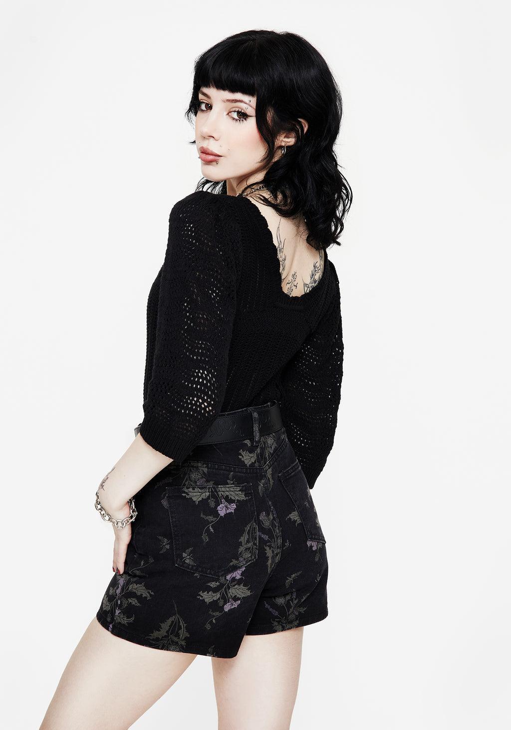 Danica Ladder Stitch Square Neck Knit Top Product Image