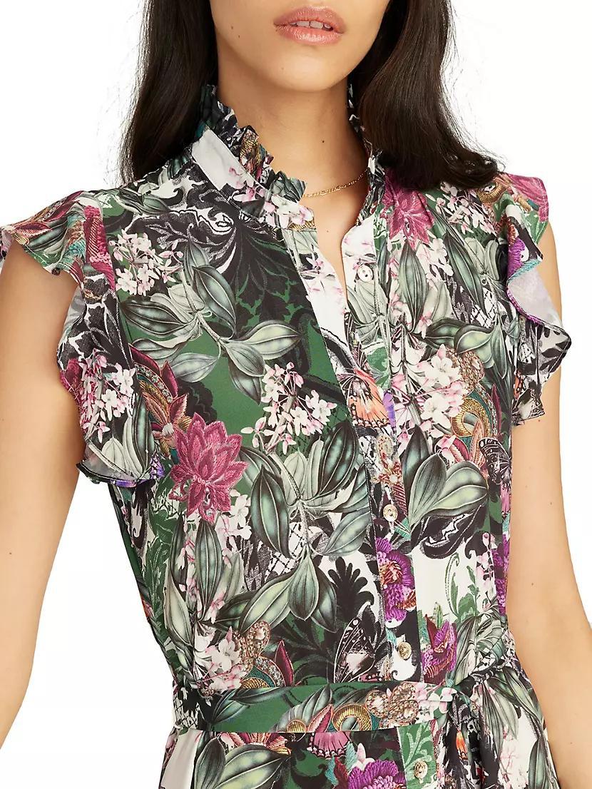 Sadie Floral Crêpe De Chine Sleeveless Midi-Dress Product Image