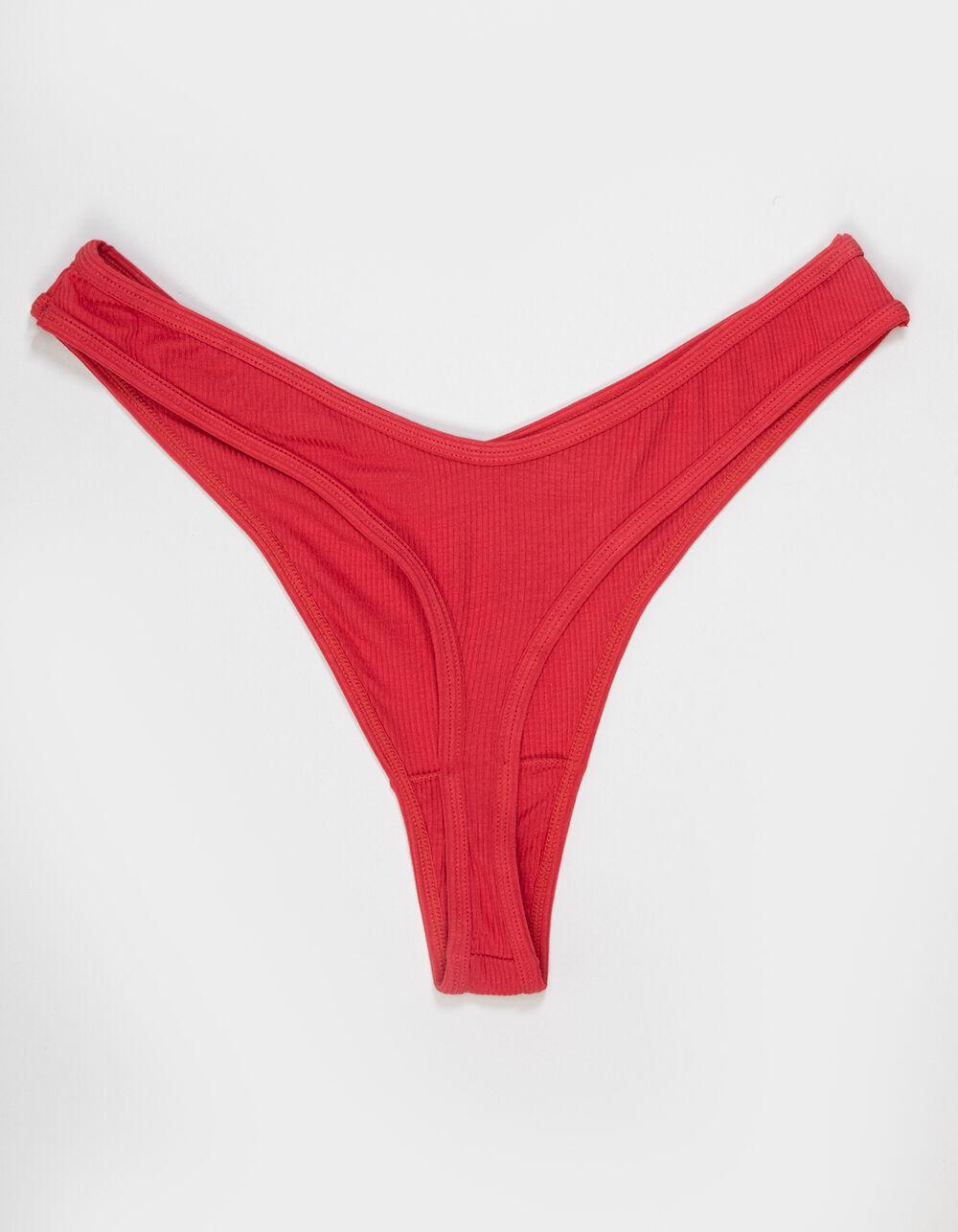 FULL TILT High Leg Rib Thong - RED Product Image