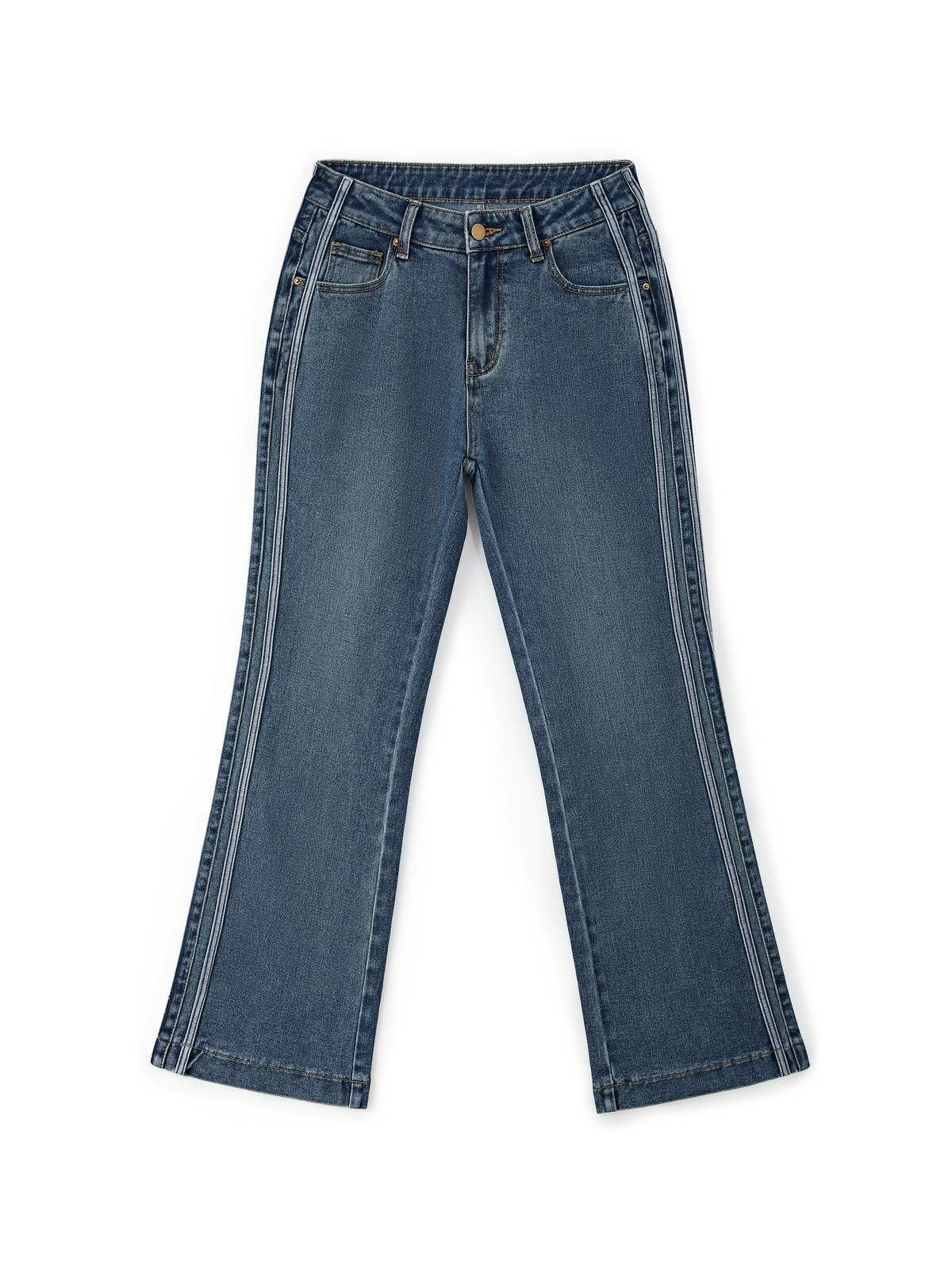 Panel Striped Vintage Flare Jeans Product Image