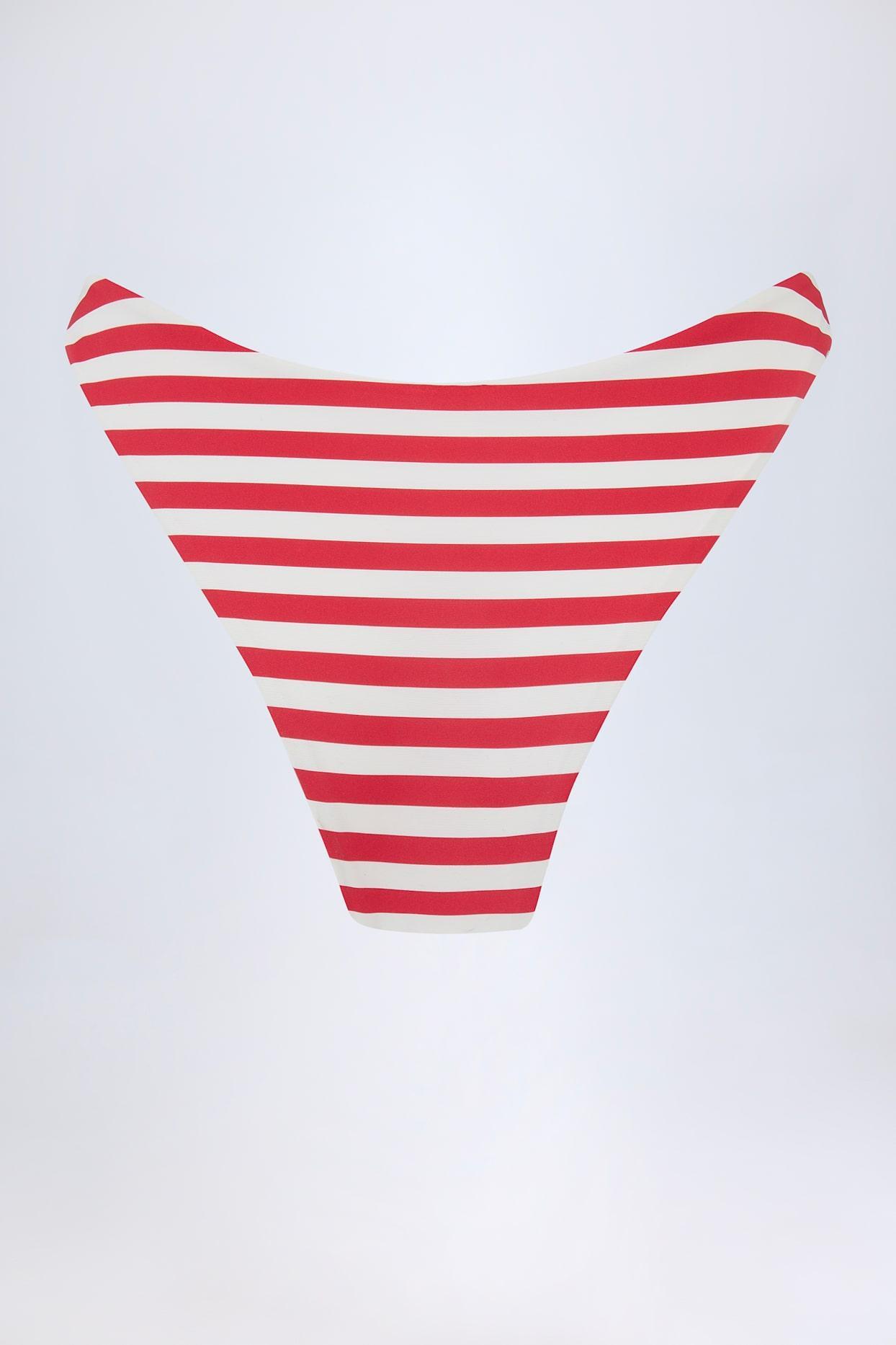 Cheeky Bikini Bottoms in Cherry Red Stripe Product Image