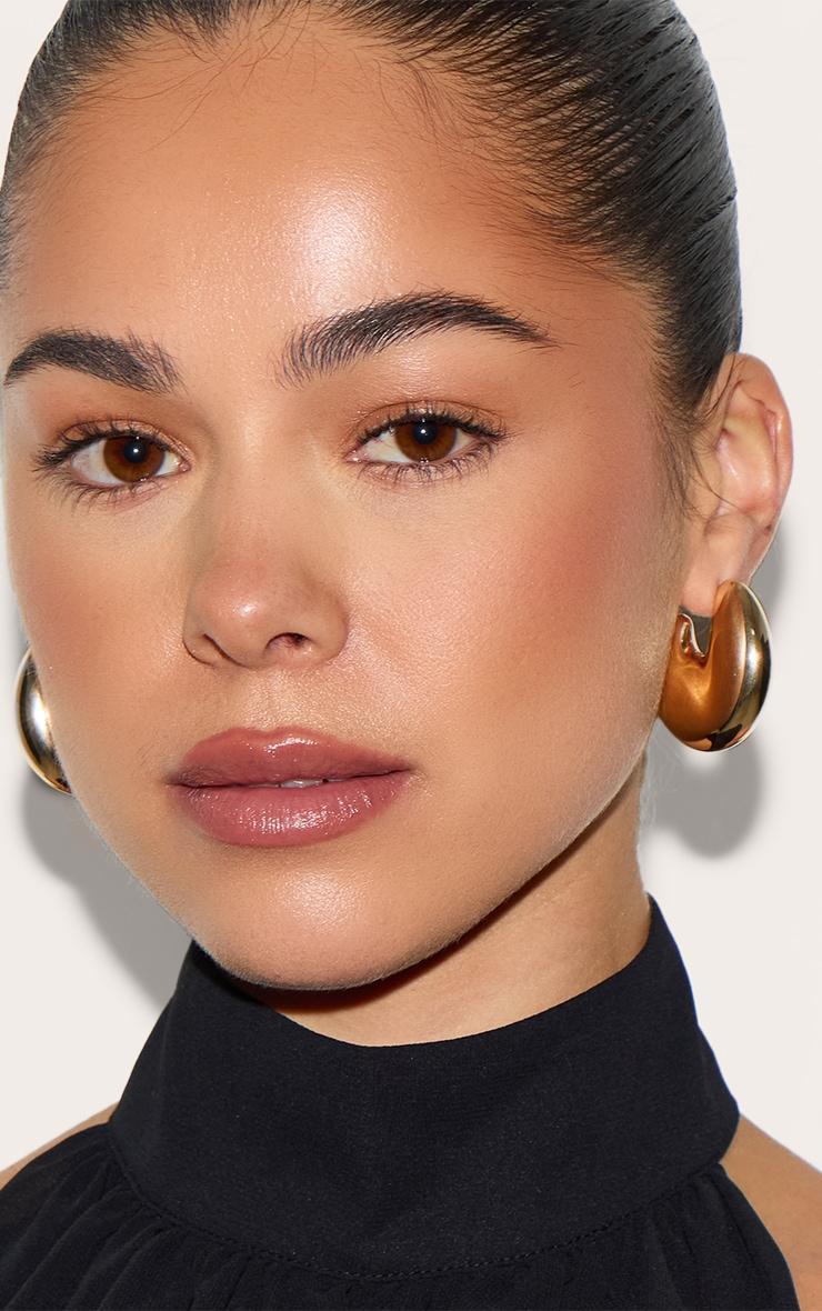 Gold Oversize Chunky Hoop Statement Earrings Product Image