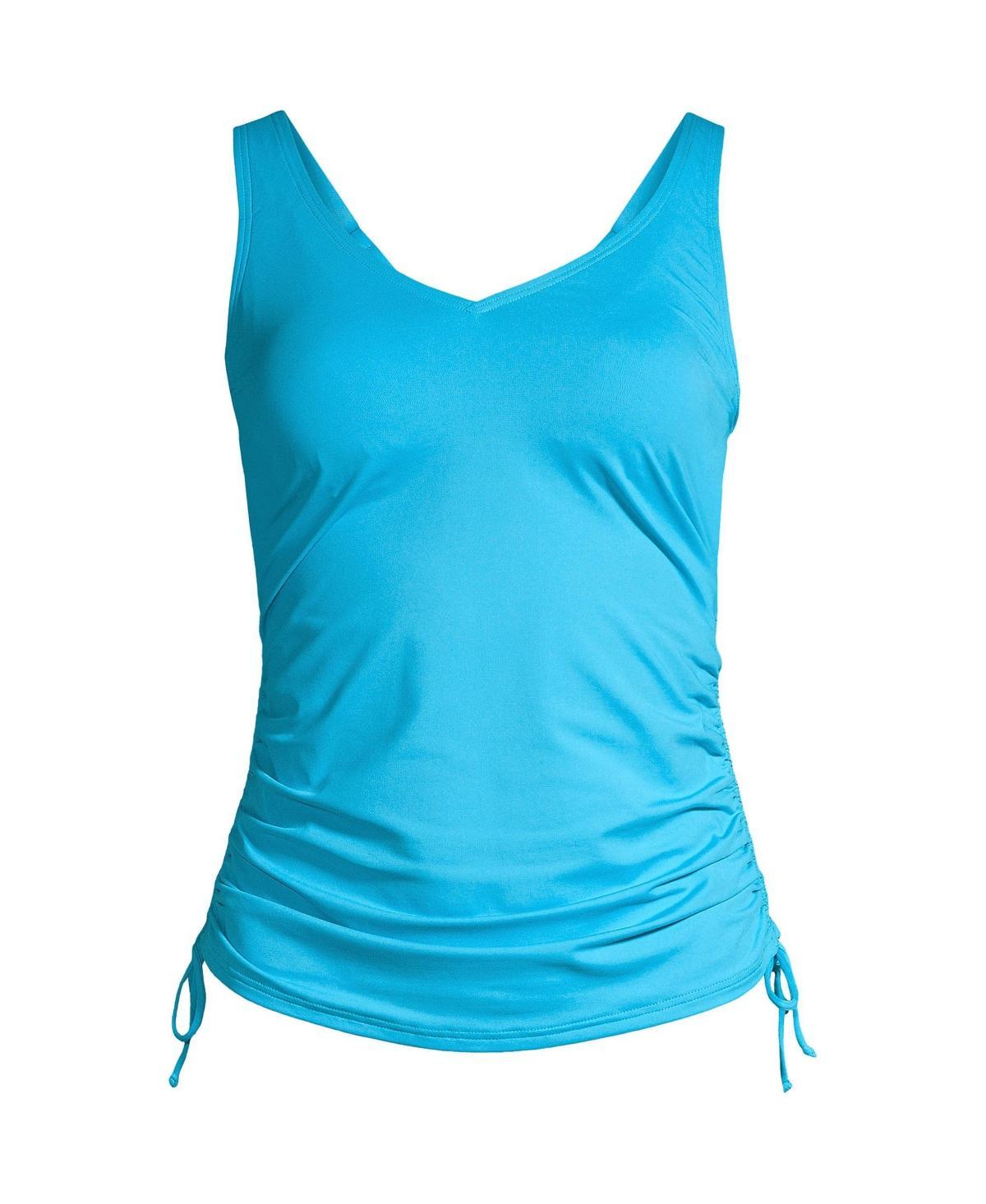Womens Lands End Ruched UPF 50 Underwire D-Cup Tankini Top Deep Blue Product Image
