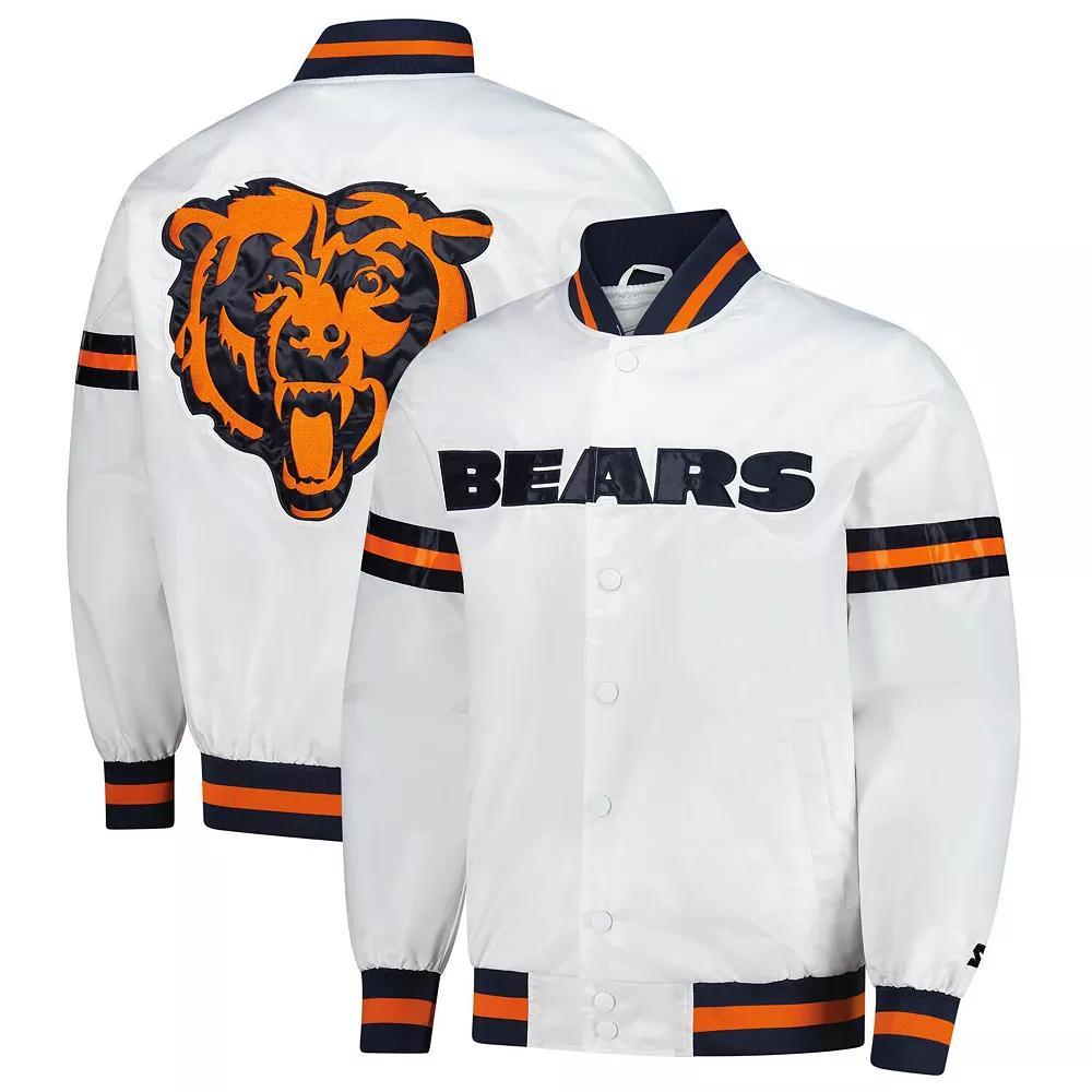 Men's Starter  White Chicago Bears Scout Full-Snap Varsity Jacket, Size: Large Product Image