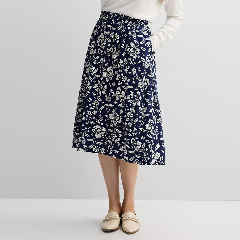 Women's Croft & Barrow® Elastic Waist Midi Skirt, Size: XL, Green Garden Product Image