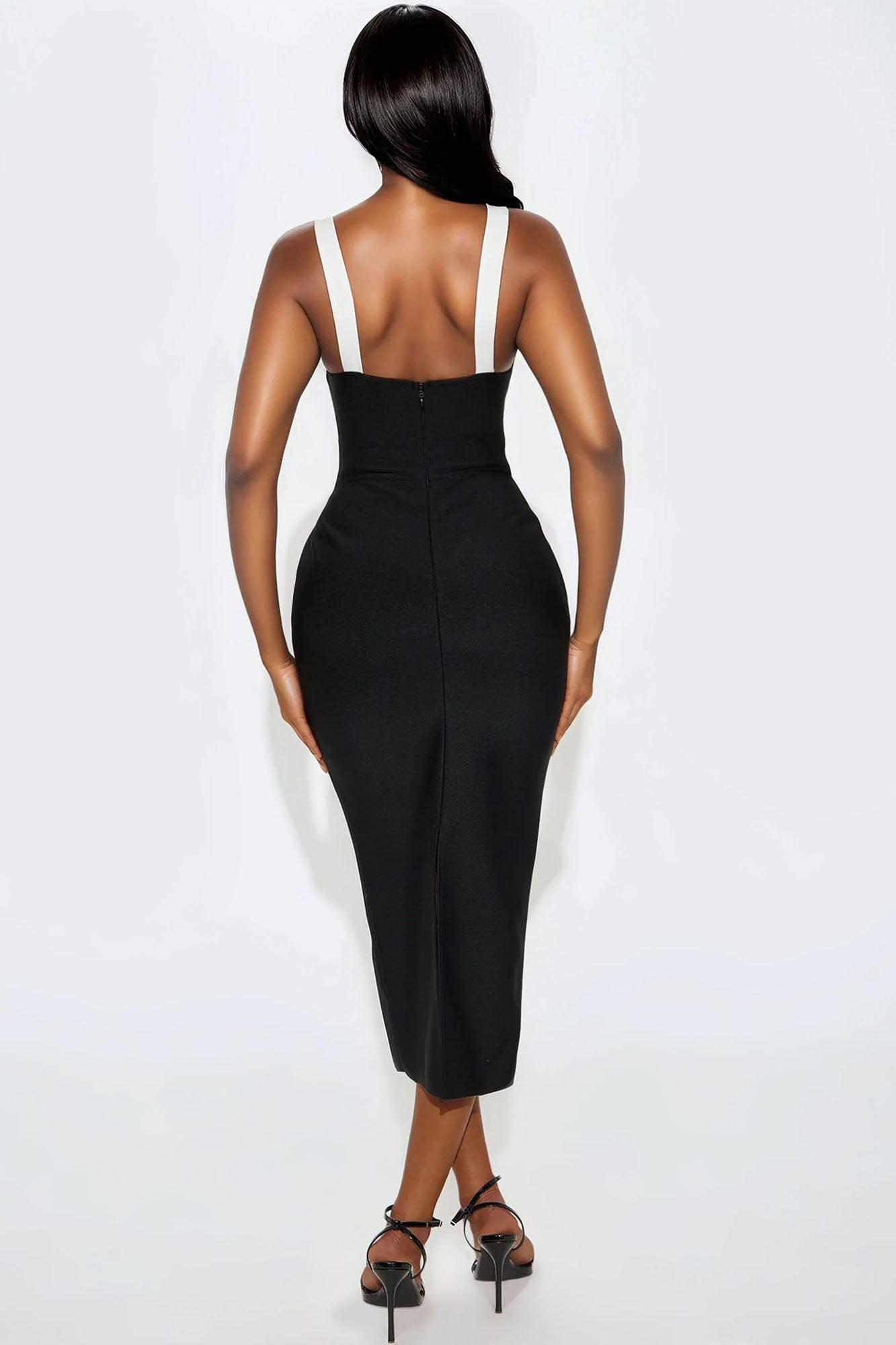 Nora Bandage Midi Dress - Black/White Product Image