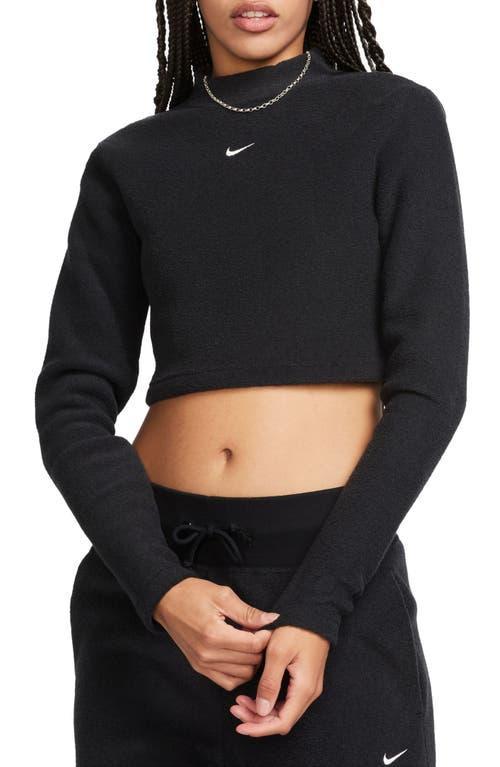 Nike Mini Swoosh Plush long sleeve top in black Product Image