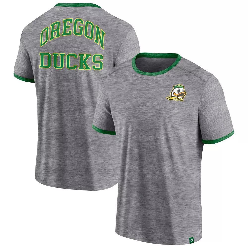 Men's Fanatics Branded Heather Gray Oregon Ducks Classic Stack Ringer T-Shirt, Size: Medium, Grey Product Image