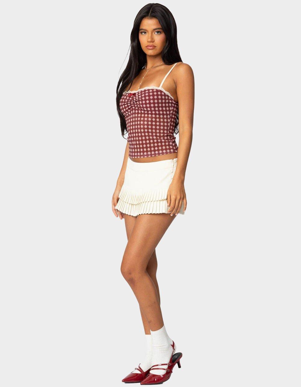 EDIKTED Checkered Mesh Built In Bra Top Product Image