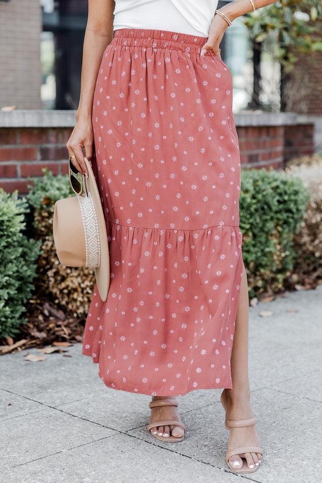 A Beautiful Day Rust Printed Maxi Skirt FINAL SALE Product Image