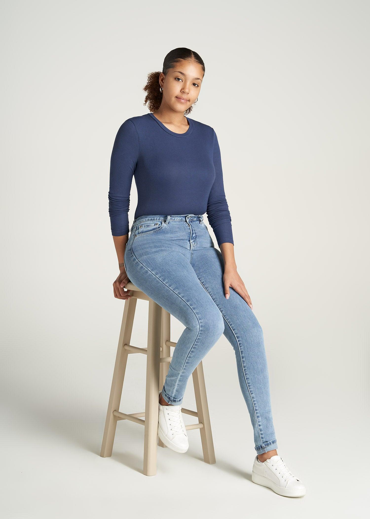 FITTED Ribbed Long Sleeve Tee for Tall Women in Emerald Product Image