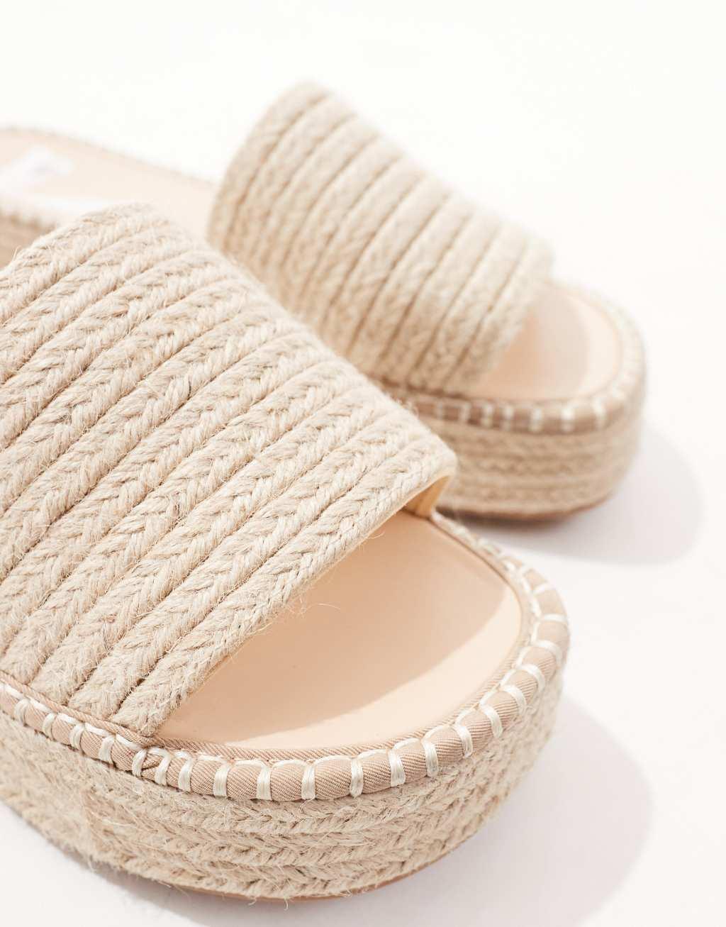 ASOS DESIGN Jordyn flatform espadrille sandals in natural Product Image
